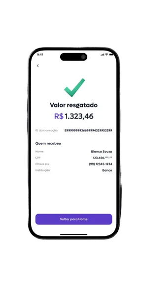Tela do app Multiplik mostrando o valor em dinheiro resgatado pelo vendedor